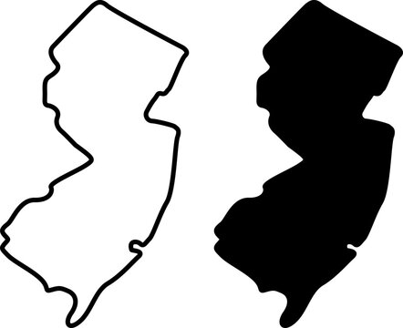 New jersey state map outline silhouette isolated on white background