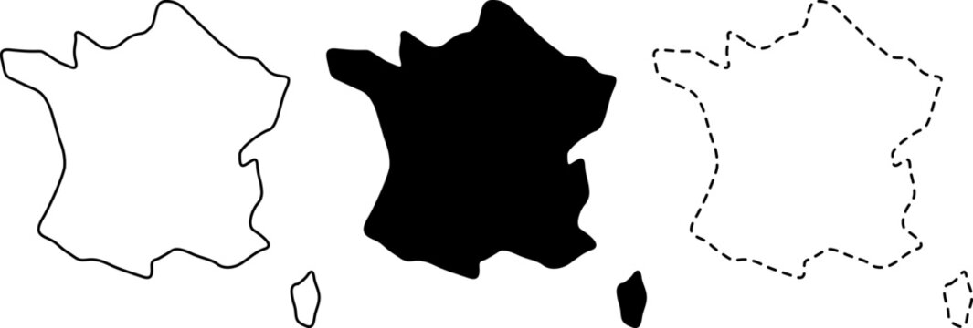 Map of france in three different styles