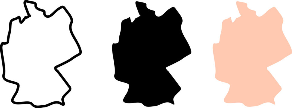 Set of germany map silhouettes isolated on white background