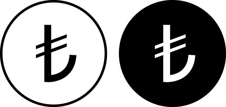 Turkish lira currency symbol icons set