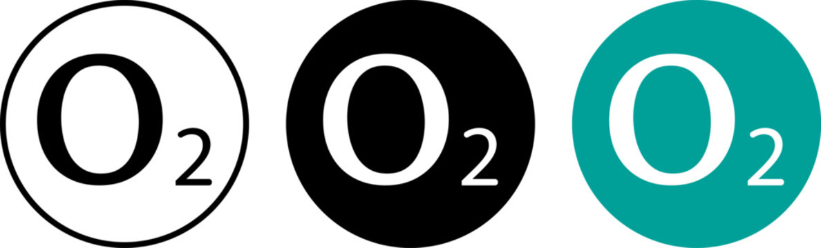 Set of o2 oxygen molecule chemical formula icons