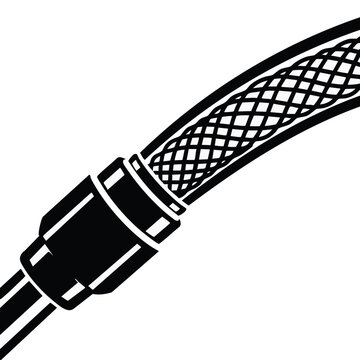 Braided flexible hose and pipe connector icon. HVAC plumbing component vector illustration isolated on transparent background