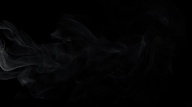 Part 3 Detailed thin white smoke stream dissipating at edge on transparent background 4K
