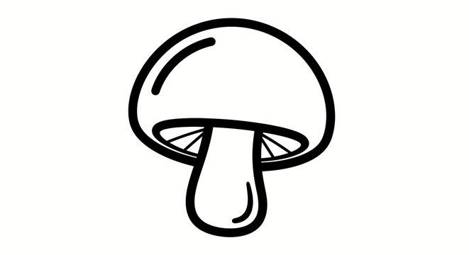 mushroom icon line art for food logo or fungi symbol in modern design