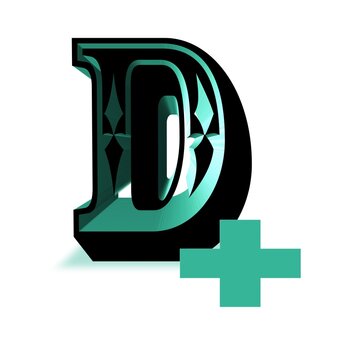 A stylized letter D logo design with a green plus symbol showing modern medical or brand identity vector illustration