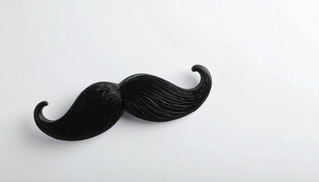 Black Fake Mustache on White Background.