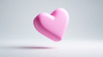 Fototapeta premium Soft pink heart floats gently against a clean background