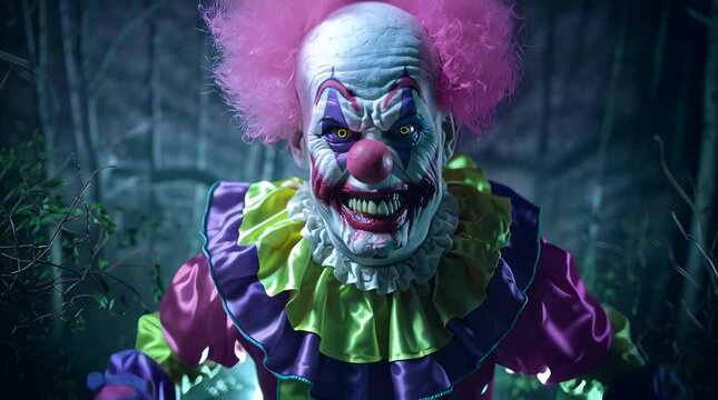Scary Clown Close-up Extreme Zoom, Horror Theme, Halloween