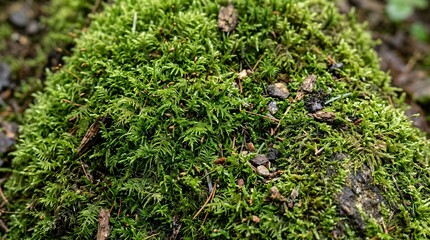 Fototapeta premium Close-up of lush green moss covering a rough textured surface in a natural outdoor setting