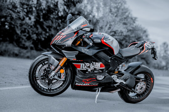 Ducati Panigale V4 SP2 special edition front three quarter view on rural road