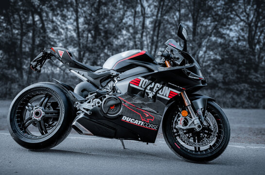 Ducati Panigale V4 SP2 special edition sport motorcycle side profile outdoors