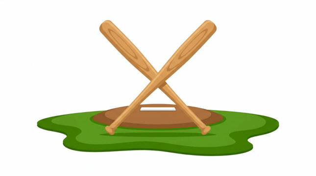 Baseball wooden bats on home plate
