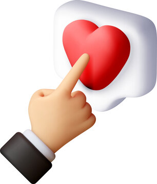 3D Hand clicking social media like button