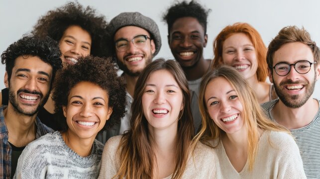 Cheerful Gathering of Smiling Faces: A vibrant portrait showcasing a collective of joyful individuals.