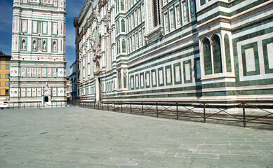 Naklejka premium Florence Cathedral, in particular the Cathedral of Santa Maria del Fiore and Giotto's Bell Tower.