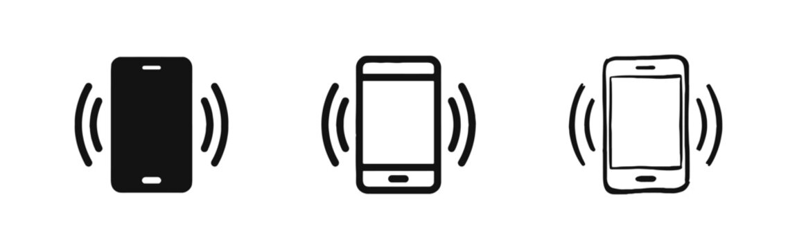 Smartphone notification icons set vibrating mobile phone alert signal