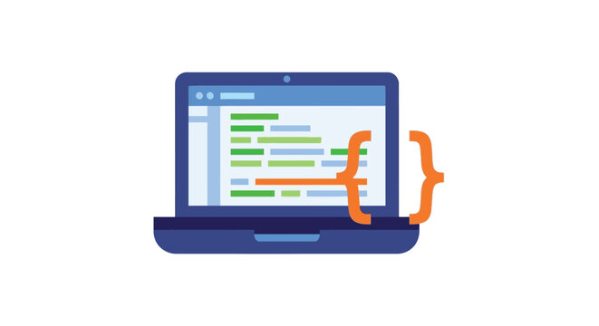 laptop with code editor on screen high quality