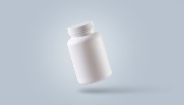 white matte supplement bottle isolated on gray background. mockup supplement bottle