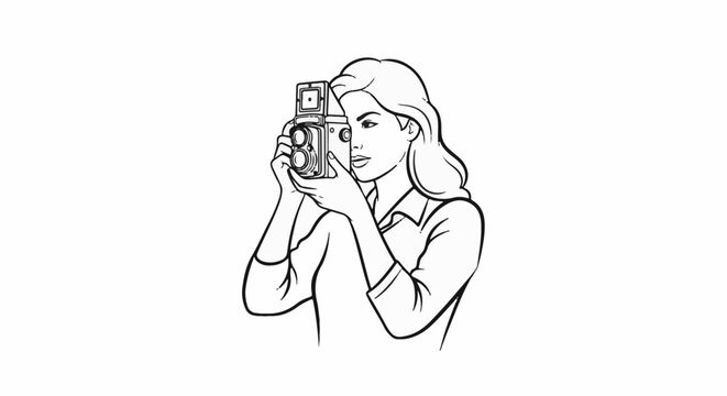 Woman with vintage camera capturing a moment in time