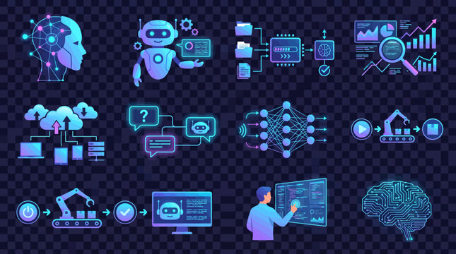 10 AI & Technology Vector Pack &ndash; Futuristic Digital Innovation Illustration Set