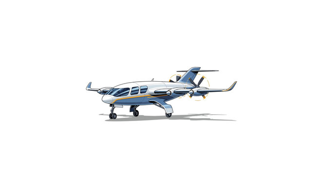 Modern small private airplane isolated on white background with sleek design.