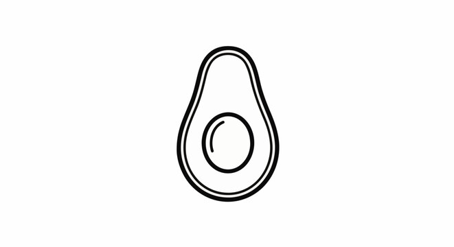 Stylized outline of a halved avocado with its pit