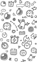 Fototapeta premium Vertical Urgent Time and Deadline Doodle Background