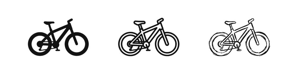 Fototapeta premium Bicycle and Mountain Bike Icons Set for Sports and Transportation