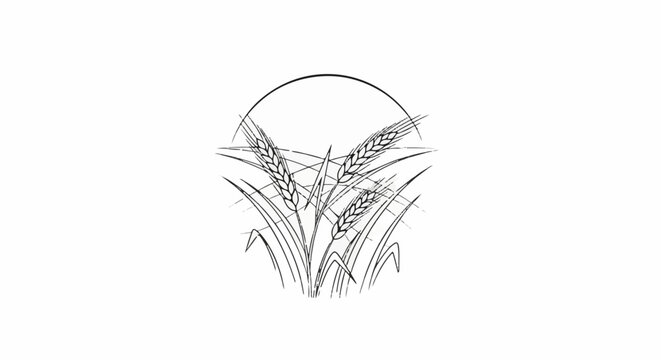 Stylized illustration of wheat stalks in a semicircle against a white background