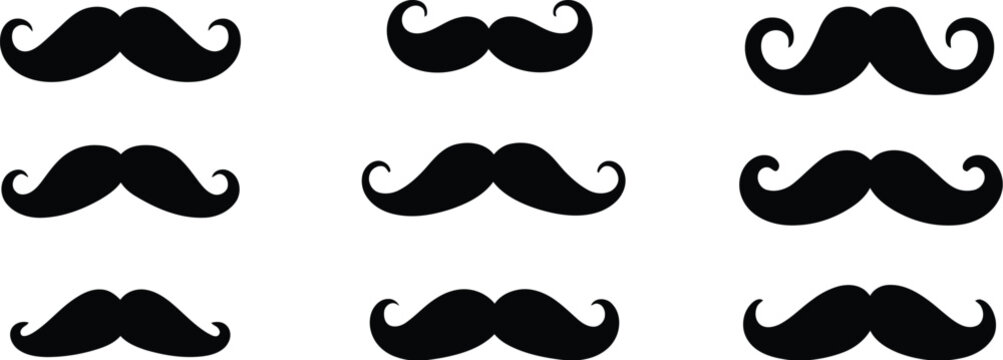 Vector Mustache Icon Set Barber Logo Collection Vintage Grooming Hipster Style Symbols