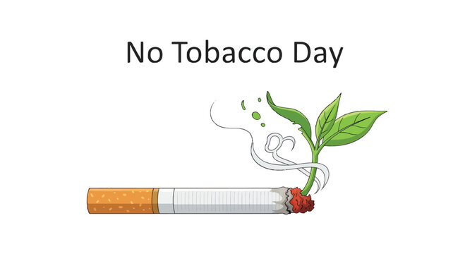 No Tobacco Day Concept with Plant Growing from Burning Cigarette