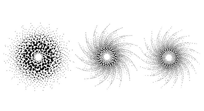 Black and white abstract dot patterns.