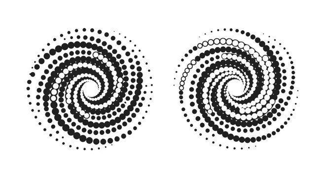 Black and white dot spiral designs.