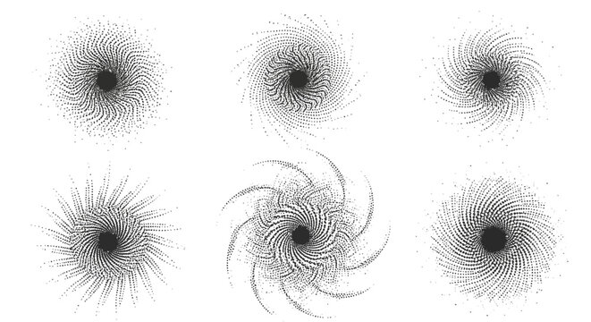 Black and white circular graphic designs.