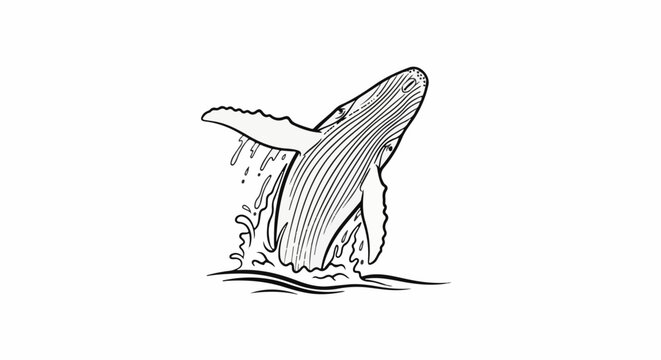Stylized illustration of a whale breaching in water