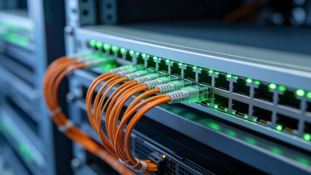 Network server with cables and lights