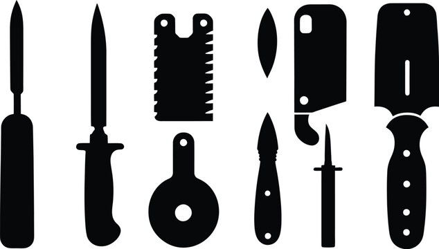Kitchen Knife Icon Set Vector Collection for Culinary Tools Cooking and Food Preparation Design