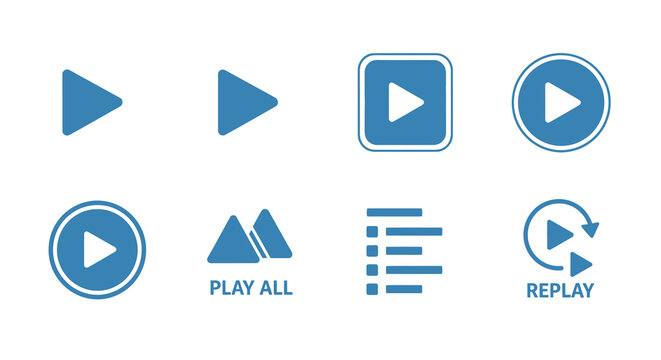 play button icons in various shapes and styles