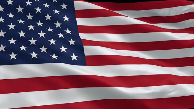 A vibrant and detailed image showcases the American flag waving gently against a dark background, symbolizing patriotism and national pride.