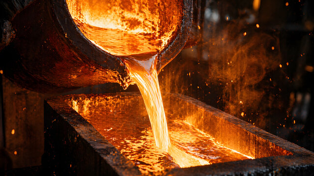 Molten Metal Pouring into a Rectangular Mold