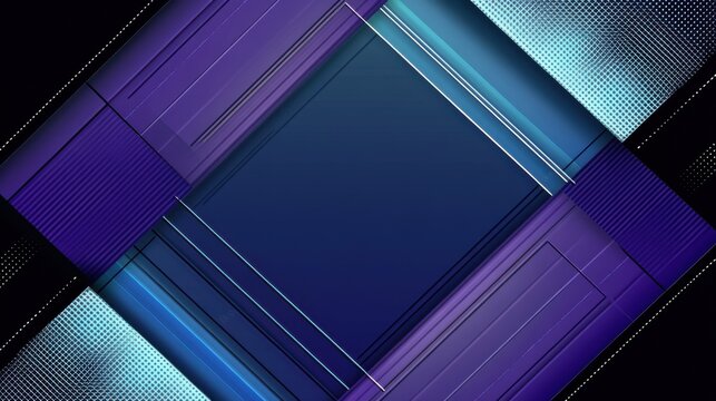 Futuristic blue and purple geometric frame with modern luxury technology layers and glowing abstract design.