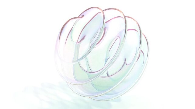 Abstract holographic twist object on white bg able to loop endless 4k