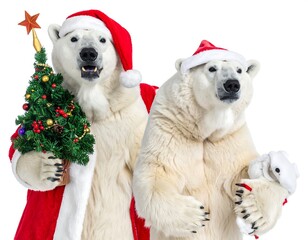 Obraz premium Bears Christmas isolated.