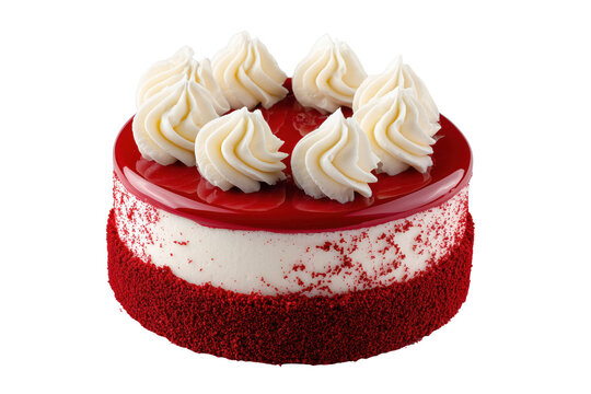 red velvet ice cream cake with smooth glossy frosting isolated on transparent background