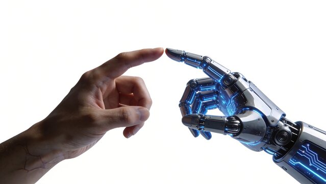 Human hand and robotic hand interaction