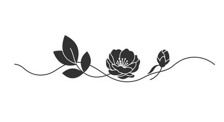 Black flower and leaf vine illustration. © Aan