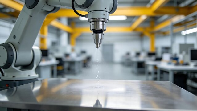 Industrial robot dispensing liquid