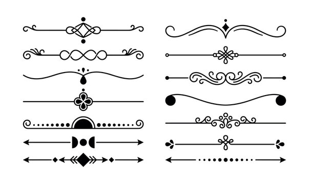 Minimalist and ornate page dividers collection for professional document text layout.