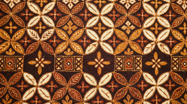 Traditional brown batik pattern fabric