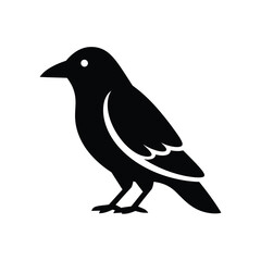 Naklejka premium Black Silhouette Of A Crow Perched On Its Feet bird